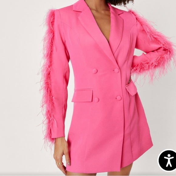 Nasty Gal Dresses & Skirts - Nasty Gal Pink Feathered Blazer Dress